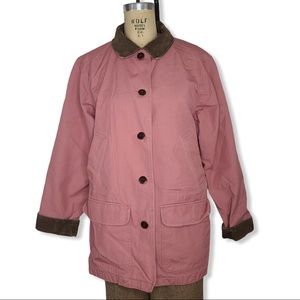 L.L. Bean pink canvas barn coat corduroy collar L